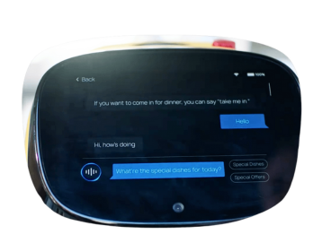 Smart service robot offering advertising display screen