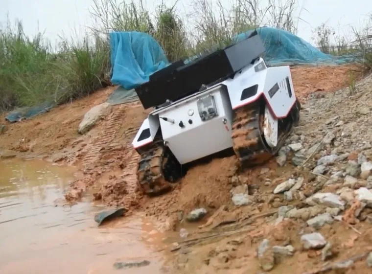 Side view of AgileX Bunker Pro unmanned ground vehicle