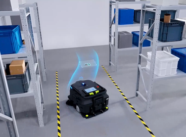 Pudu MT1 AI-powered vacuum performing dry floor cleaning